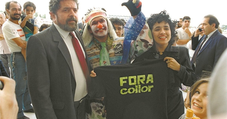 23 set. 1992 - Luiz Inácio Lula da Silva durante manifestação pelo impeachment do presidente Fernando Collor de Mello, em frente ao STF (Supremo Tribunal Federal), em Brasília