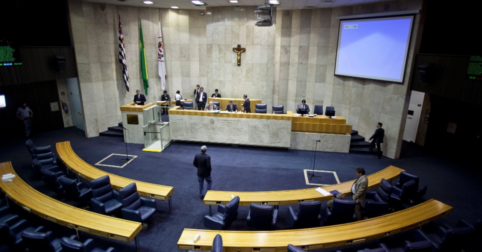 Deputados no plenário da Câmara Municipal de São Paulo durante sessão