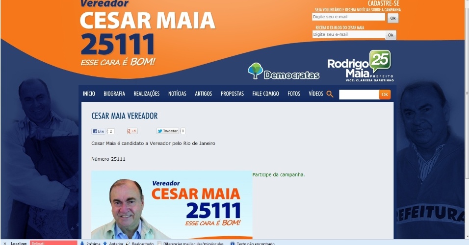 Site campanha vereador Cesar Maia (DEM)
