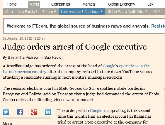 Financial Times prisão diretor google