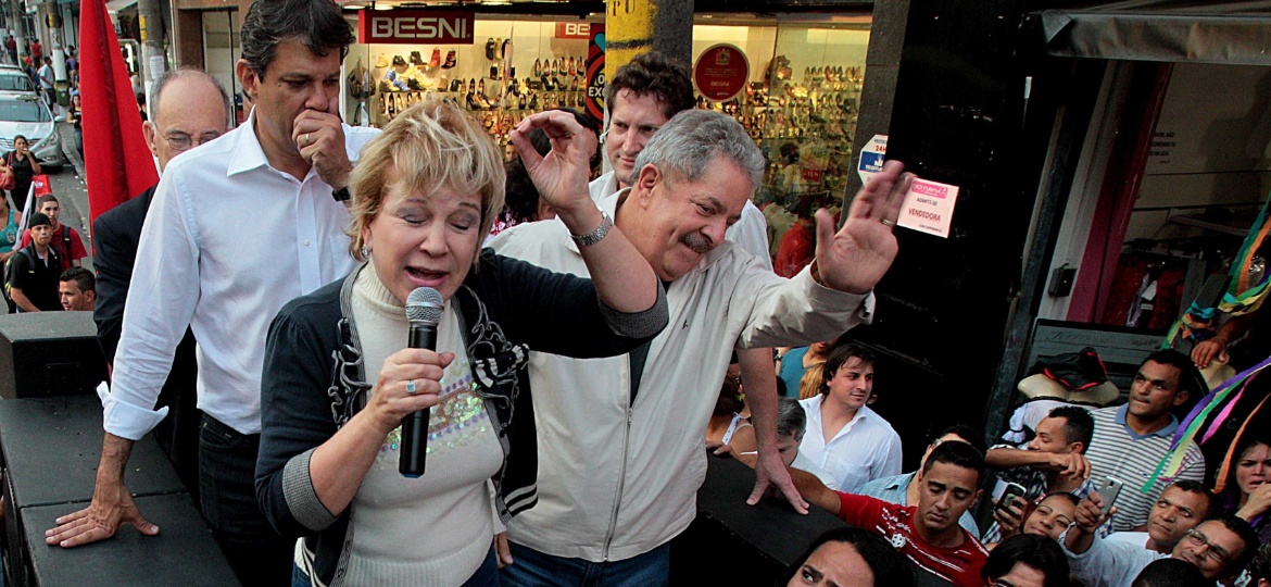 Marta Suplicy e Lula na campanha de 2012, quando Haddad venceu a disputa pela Prefeitura de São Paulo  - Jorge Araujo/Folhapress