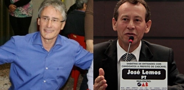 Edgar Bueno (à esq.) concorre à reeleição com o petista Professor Lemos 